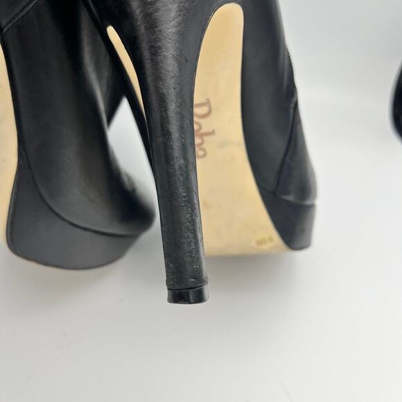Reba Black Leather Knee High Platform Stiletto Boots Size 9.5M - Picture 8 of 10